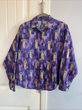 Purple Patterned Western Shirt M